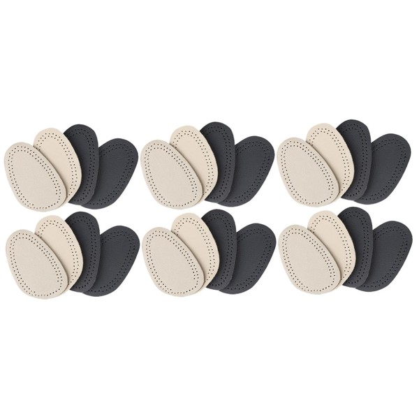 LALAFINA 12pairs Forefoot Pads Cushioning for Foot Beige Black Lightweight