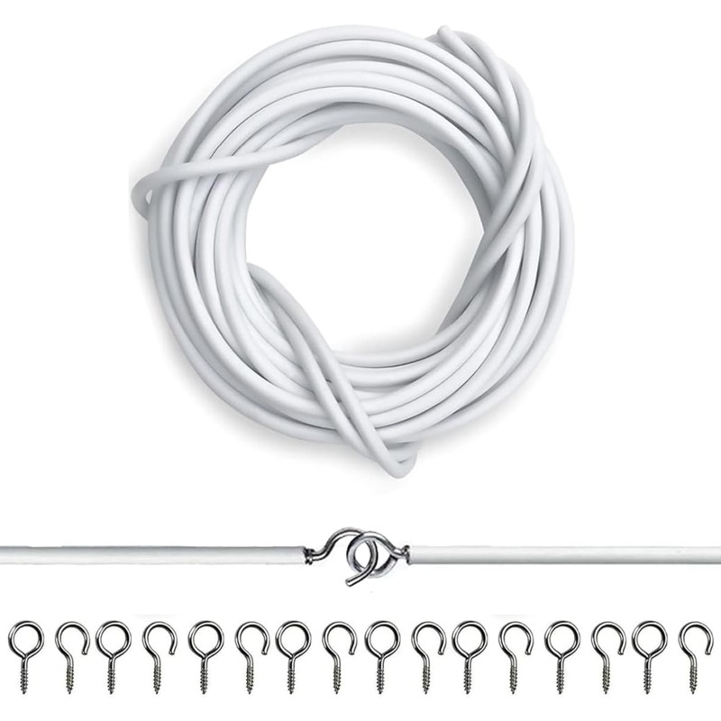 Lizzy 3 Metre Net Curtain Wire with nickel-plated steel sixteen