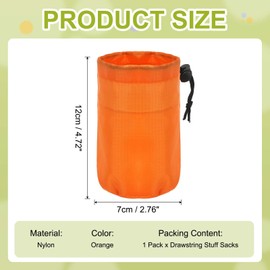 YELARXI Stuff Sack, Nylon Waterproof Storage Sacks Portable Drawstring Dry Stuff Bag Gear Organization with Toggle, 3x5Inch Fit for Backpacking Camping Traveling Hiking(Orange)