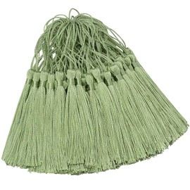 100 Pcs Silky Handmade Craft Tassels Trim Mini Pendant for DIY Cute Resin Bookmark, Jewellery Making, Key, Girl Earring, Keyring, Graduation Hat, Ribbon Sewing, Curtain, Home Decor (Light Oliver)