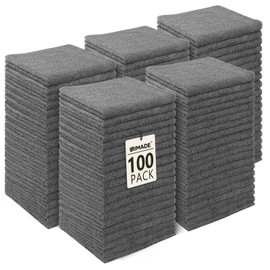 UNIMADE Washcloths Bulk - 100 Pack - Face Towels (12" x 12"), Highly Soft Wash Cloths and Hand Towels, Fast Drying Multi-Purpose Microfiber Cleansing Cloths for Bathroom, Hotel, Spa, and Salon - Grey