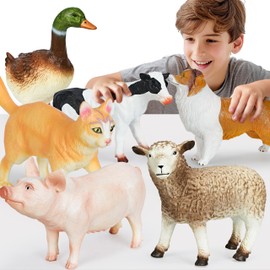 Hazibao 6 Pack Soft Jumbo Farm Animal Toys,Big Realistic Animals Farm Figures for Kids Toddlers Boys Girls 1 2 3 4 5Year Old,Christmas Brithday Gift