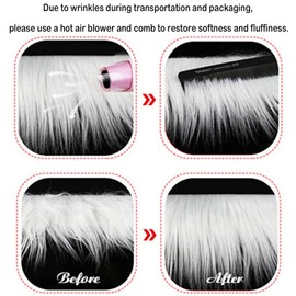 3 PCS Faux Fur Fabric, White Fur Fabric, Faux Fur, Faux Fabric for Toy, Plush Fur Fabric Fluffy Craft Fur, Making White Felt Fur, Christmas, DIY Craft Decoration (White&Grey&Black)