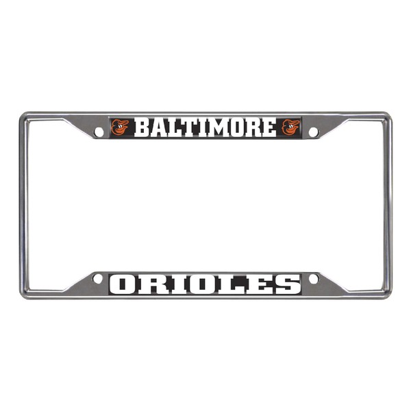 FANMATS 26513 Baltimore Orioles Chrome Metal License Plate Frame, Team Colors, 6.25in x 12.25in