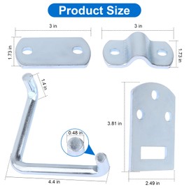 Stake Bed Latches Bracket Set, Straight Side Gate Latch for Utility Trailers, Stake Gates, Carports, Wooden Safety Racks, Trucks and Trailers - Heavy Duty Galvanized Steel (2 Pack)