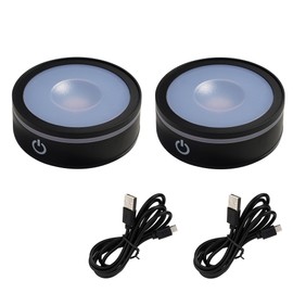 vskikris Touch-Control LED Platform - 6 Modes, 2.68in Black Base for Wedding/Festive Decor (ABS, 7oz) set of 2
