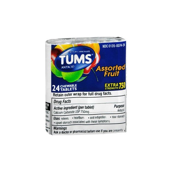 Tums Extra Strength Antacid Tablets, Assorted Flavors - 12X3 Rolls