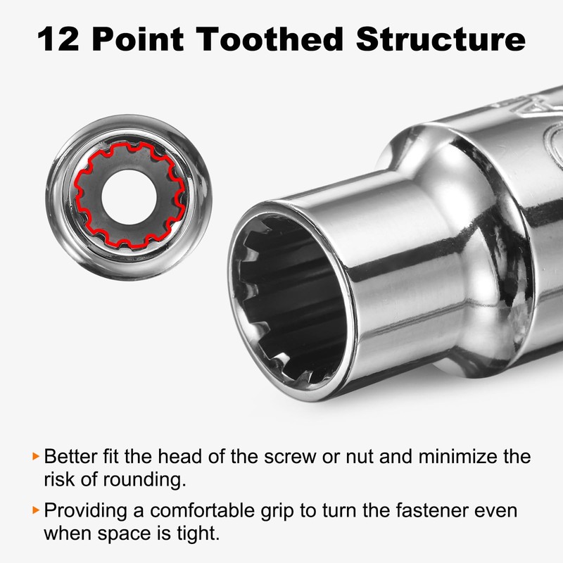 sourcing map 12 Point Socket 1/2" Drive by 10mm Metric