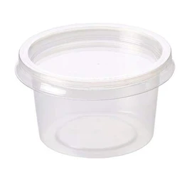 Sabco - 50pcs 4oz Clear Round Plastic Takeaway Sauce Pots With Lids - Deli Pots For Dip Ketchup Chutney - Containers For Slime Wax Melts