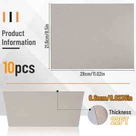 JNENERY 10 Chipboard Sheets 8.5 x 11", 22pt Book Board for Bookbinding, Cardboard for Crafts, Thick Chipboard and Sturdy Kraft Board Thin Cardboard Sheets for DIY Projects, Packaging (Gray)