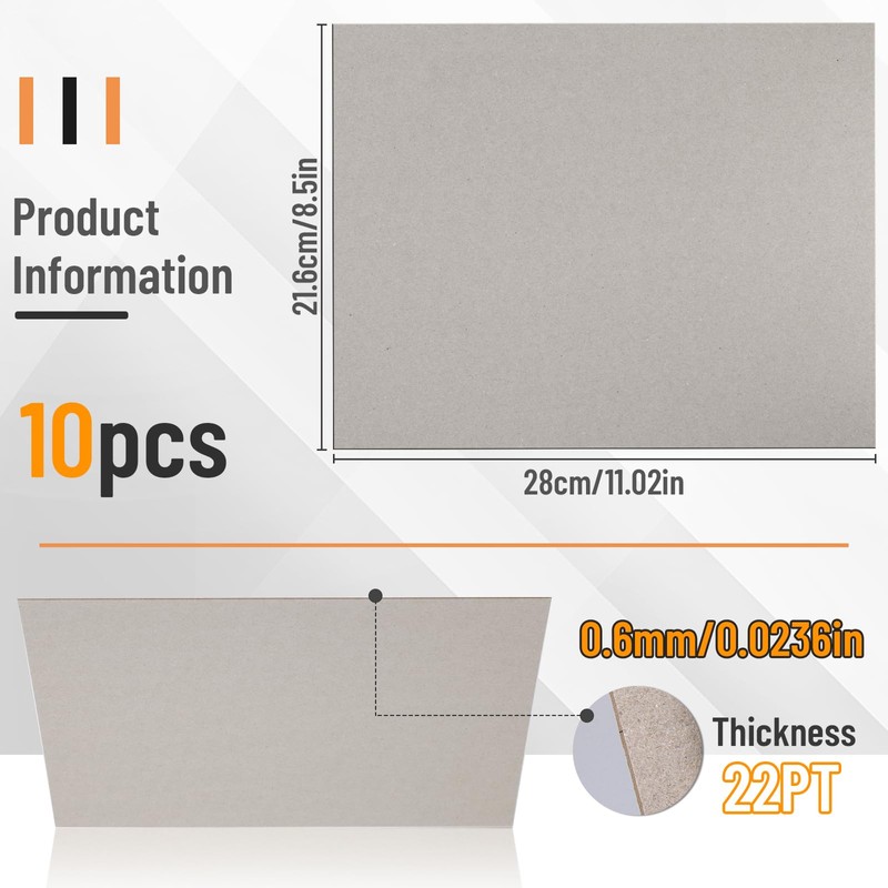 JNENERY 10 Chipboard Sheets 8.5 x 11", 22pt Book Board