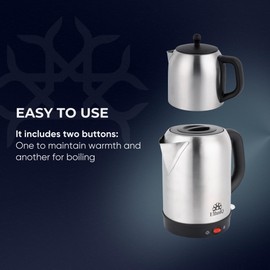 Ethniq TeaVibe Electric Turkish Tea Maker - Stainless Steel 120V Double Pot Kettle & Infuser, Boil-Dry Protection, Auto Shut-Off & Keep Warm Function, 1.7L Kettle + 1L Teapot Capacity