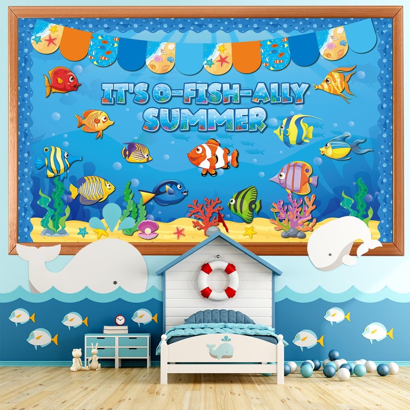 85pcs Summer Ocean Sea Bulletin Board Decorations Under The Sea