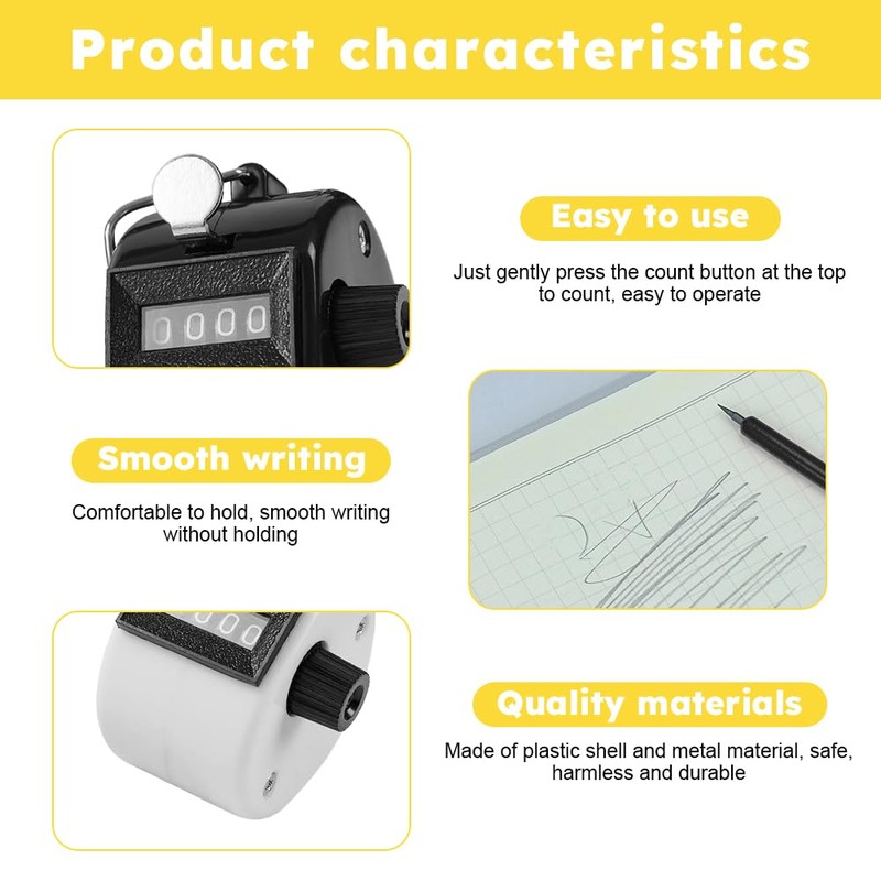 Pack of 4 Hand Counters, 4-Digit Counter and Black Scoring