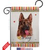 Red German Shepherd Happiness Garden Flag Set with Stand Animals