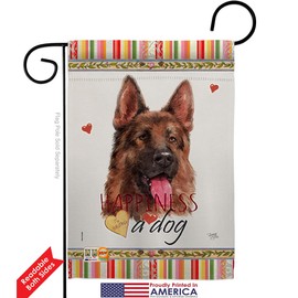 Red German Shepherd Happiness Garden Flag Set with Stand Animals Dog Puppy Spoiled Paw Canine Fur Pet Nature Farm Animal Creature Small Gift Yard House Banner Double-Sided Made In USA 13 X 18.5