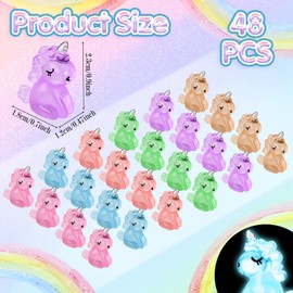 HEQU 48 Pcs Luminous Mini Unicorn Figurines Decors Glow in the Dark Miniature Unicorn Tiny Resin Animals for Family DIY Crafts Aquarium Garden Landscape Dollhouse Ornament Potted Decorations(6 Colors)