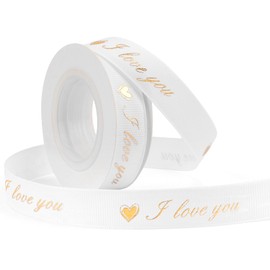FFNMU Valentines Ribbon for Flower Bouquet 5/8 Inch 10 Yards I Love You Ribbon for Gift Wrapping Grosgrain Ribbon White I Love You Ribbon Wedding Ribbon I Love You Valentines Day Ribbon for Party Decoration