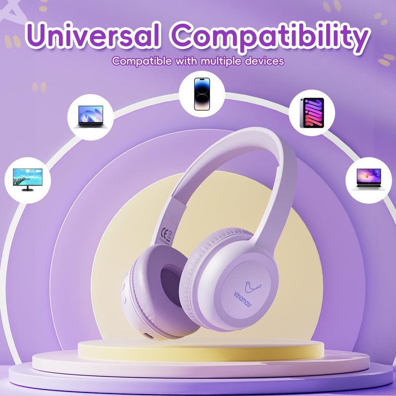 vinamass Kids Bluetooth Headphones,Kids Headphones Wireless with 85dB Volume Limiter,