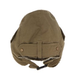 Winter Canvas Trapper Hat Russian Hat with Faux Fur for Women - SM/M Khaki