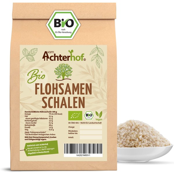 Achterhof Organic Psyllium Husks, 500 g, Rich in Fibre, the Ayurvedic Allrounder for Baking and Cooking, from Controlled Organic Cultivation, Highest Premium Quality