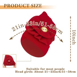 Bohend African Big Flower Rhinestone Turban Cap Muslim Pre Tied Beanie Headwrap Bonnet Stretch Pleated Women Headscarf Hat (1)