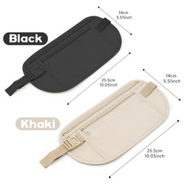 Norhogo 2 pcs Travel Money Belt Hidden Wallet, Money Belts for Travel Hidden Men, Money Waist Bag with Adjustable Elastic Strap for Security Pouch Passport Cash Money Waist Money Hip Pouch, 26 * 13cm
