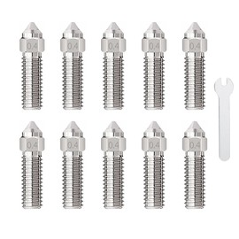 HIKUDIY 10PCS Extruder Nickel Plating Copper Alloy Nozzles Kit, High Speed 0.4mm 3D Printer Parts High Temperature Wear Resistance Hot End Nozzle Kit for Creality K1, K1 Max