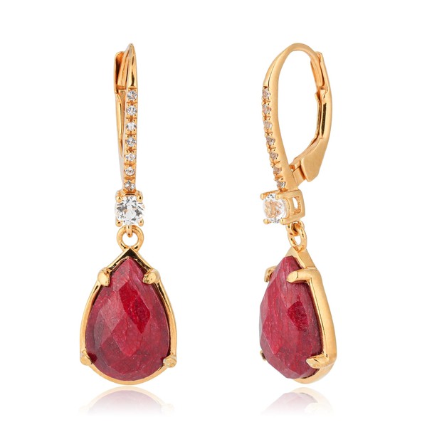 6.5 Carats Pear Shape Red Ruby Earrings for Women in