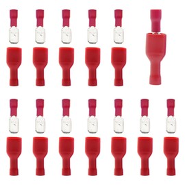 Yosawo 100-Pieces Male Female Spade Connectors Insulated Quick Splice Wire Crimp Terminal 22-16 AWG Red（PGMH)