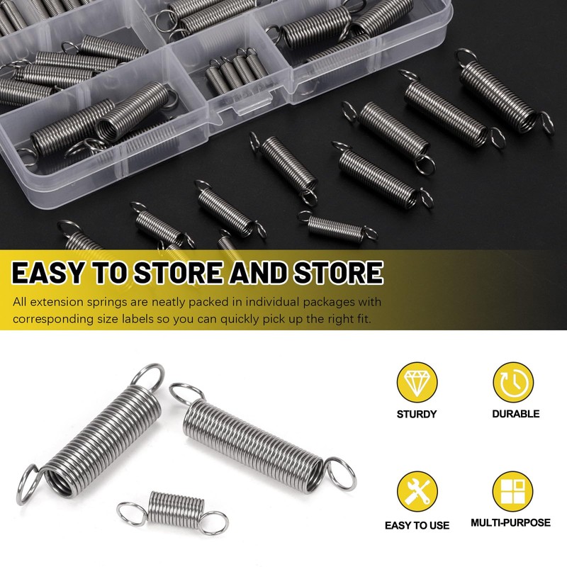 Mardatt 60Pcs 12 Sizes Stainless Steel Extension Springs Kit, Extension