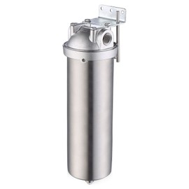 Amwater NSF/ANSI 42 ertification Stainless Steel Filter Housing for Filter Cartridge, Water Filter Housing for Whole House Water Purification of Stainless Steel 304 (10" C Housing-1NPT)