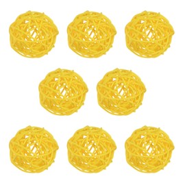 M METERXITY 8-Pack Wicker Rattan Balls 50mm/2 Inch Decorative Rattan Balls Orbs Vase Fillers Bowl Fillers for Christmas/Weddings/Thanksgiving/DIY Crafts/Home Decor [Yellow]