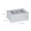 Relaxdays Tea Box, 6 Compartments, Bamboo, H x D: 9