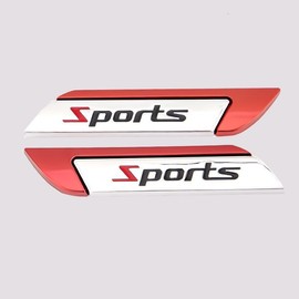 Metal Sport Emblem Fender Trunk Lid Nameplate Sticker Car Styling Decoration Decal 1Pair (Red)