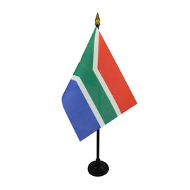 South Africa Table Flag 4'' x 6'' - South African Desk Flag 15 x 10 cm - golden spear top - Drapeau Afrique du Sud AZ FLAG