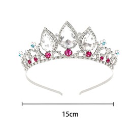 Qiwenr Princess Crown, Elegant Princess Crown, Rhinestone, Wedding Bridal Crystal Tiara, Crown Crystals Tiara, Suitable for Wedding, Bride, Prom, Birthday, Costume Party (Pink), Alloy, Crystal