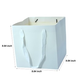 JUNESHE Large White Gift Bags with Handles, 12 Pack Matte White Square Paper Bags Bulk, 9.84x9.84x9.84inch, Big Retail Business Shopping Bags, Giant Birthday, Wedding Kraft Bags Large Size