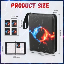 Card Binder Collectible Trading Card Albums Fits 400 Cards with 50 Removable Sleeves, 4 Pocket Portable Trading Card Guardian Binder Zipper Collection Album Holder with Carry Strap, Game Card book