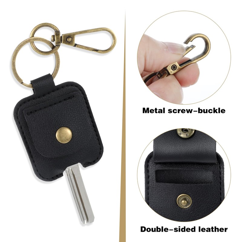 Gjinxi 2PCS Leather Car Key Sleeve, Vintage Broken Loop Replacement