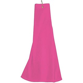 (New Upgraded Material) Premium Velour Pink Tri-fold Golf Towel with Clip. 16"x26" – Long, Soft, Quick Drying, Absorbent. Attaches Easily to Your Bag.