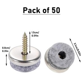 Chair Felt Gliders, Pack of 50, Diameter 22 mm, Felt Gliders for Chairs, Floor Protectors for Chairs, Chair Legs, Floor Protectors, Grey, Chair Glides for Furniture, Chairs, Laminate, Parquet