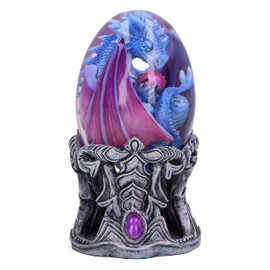 Nemesis Now Elemental Dragonlings - Water Silver/Purple/Blue Dragon Glass Egg Figurine, Resin, Silver/Purple/Blue, Cast in the Finest Resin, Expertly Hand-Painted