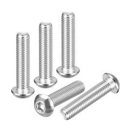 DTGN M10-1.5x45mm ボタンヘッドキャップボルト6パック ロードバイク マウンテンバイク 自動車 オートバイに最適 304ステンレススチール 白華処理仕上げ 六角ドライブファスナー