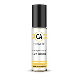 CA Perfume Impression of Lady Million for Woman Fragrance Body Oils Alcohol-Free Essential Aromatherapy Sample Travel Size Roll-On 0.3 Fl Oz/10 ml