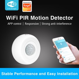 Intelligent PIR motion sensor, USB/ battery powered ceiling/wall WiFi motion detector, with lighting detection, suitable for home office shopping malls.
