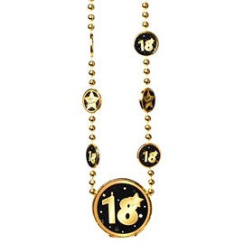 Udo Schmidt GmbH & Co Chain 18 Inches Black/Gold for 18th Birthday Decoration Party Gift Necklace, Plastic