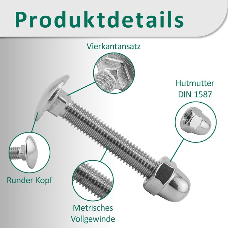 DSM - Carriage Bolts M8 x 130 mm DIN 603