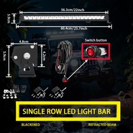 LANGBO-LED Light Bar 22-Inch Single Row - 126W, 12,600LM Super Bright Off-Road Flood & Spot Beam, Anti-Glare Design, Ideal for Pickup, SUV, ATV, UTV, Grill Guard, and Driving Lights