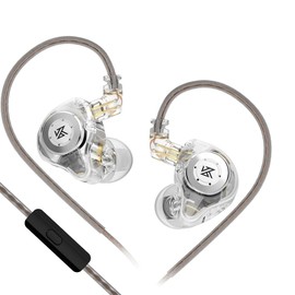 KZA COUSTICS EDX PRO Wired Earphones KZ IEM HiFi Heavy bass Music Gaming headsets in-Ear Monitor Headphones Removable Cable C PIN 0.75mm (with Microphone, White)